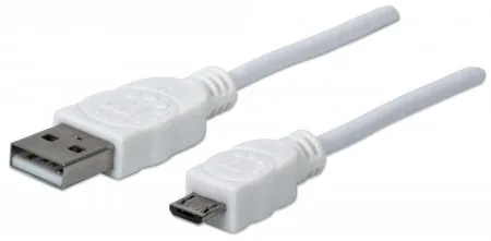 MANHATTAN Kabel propojovací USB 2.0 A Male / Micro-B Male, 1.8m, bílý