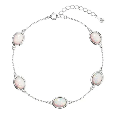 Evolution Group - Pavona Půvabný stříbrný náramek se syntetickými opály 13030.1 white