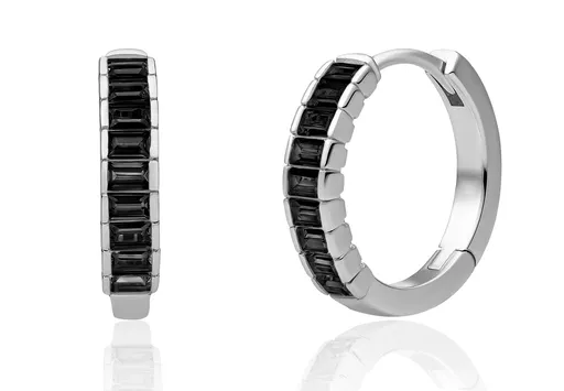 Sparkling Jewels Stříbrné náušnice s černými kubickými zirkony EAS23-CZ02