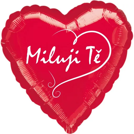 Balónek fóliový červené srdíčko Miluji Tě -