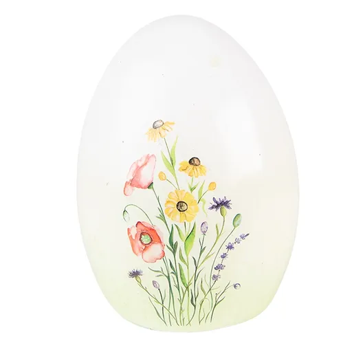 Dekorace keramické vajíčko s lučními květy - 10*10*14 cm Clayre & Eef