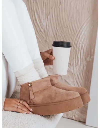 Dámské sněhové boty na platformě béžové