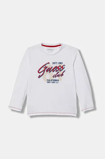 Dětské bavlněné tričko s dlouhým rukávem Guess