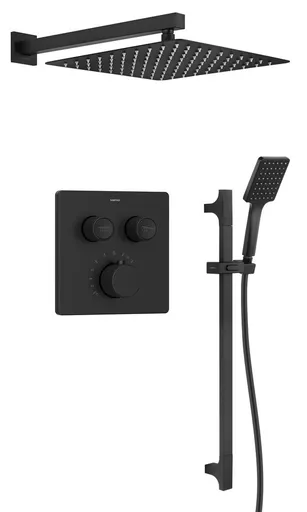 SAPHO SMART SELECT podomítkový sprchový set s termostatickou baterií, 2 výstupy, posuvný držák sprchy, černá mat RP042B-02