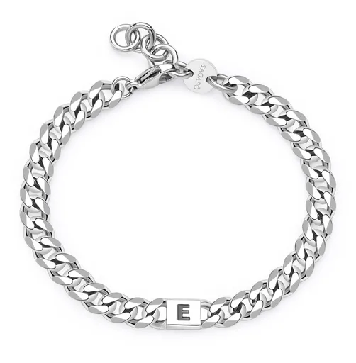 S'Agapõ Pánský ocelový náramek s písmenem E Monogram SMG15