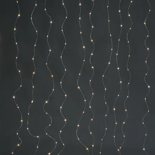 ACA Lighting Vánoční osvětlení 400 LED záclona teplá bílá stříbrná měděný drát USB napájení+dálkové ovládání 2x2m+3m X0140011712