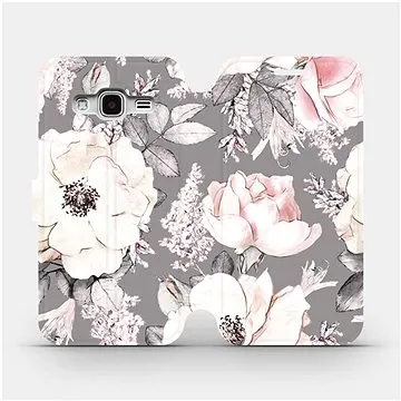 Flipové pouzdro na mobil Samsung Galaxy J3 2016 - MX06S Květy na šedém pozadí (5903516021116)