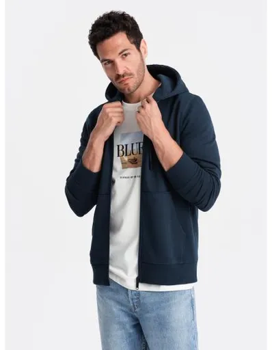 Pánská elastická bavlněná mikina BASIC tmavě modrá