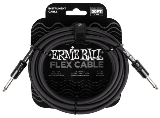 Ernie Ball Flex Instrument Cable Straight/Straight 20ft - Black