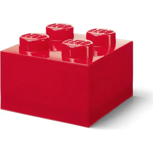 LEGO úložný box 4 s víkem - průhledná červená