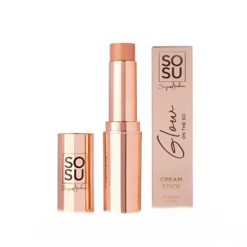 SOSU Cosmetics Glow On The Go tvářenka v tyčince se třpytkami Coral 7 g