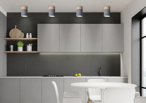 Stropní svítidlo šedo-dřevěné 1xGU10 6,8x10cm trubice