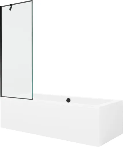 MEXEN/S Cube obdélníková vana 170 x 80 cm s panelem + vanová zástěna 70, černá vzor 550517080X9507007070