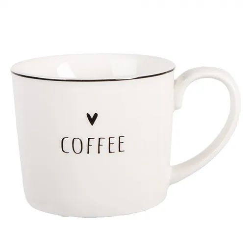 Bílý hrnek se srdíčkem a nápisem Coffee Lovely Day - 12*8*7 cm / 275 ml BHSMU0002