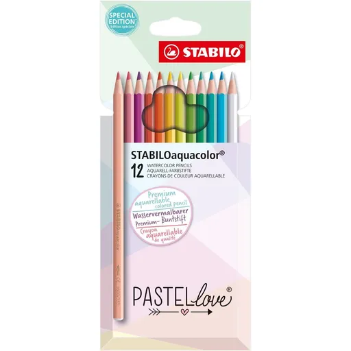 Akvarelové pastelky STABILOaquacolor Pastellove 12 ks sada