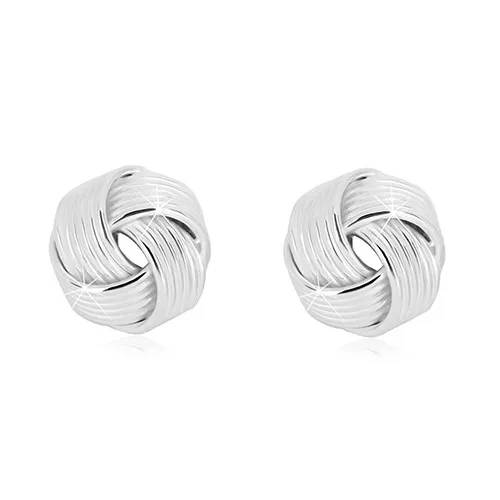 Náušnice ze stříbra 925 - lesklý prostorový uzel s úzkými liniemi, puzetky
