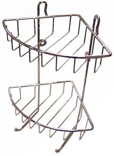 Rohová dvoupatrová polička do koupelny TORO 30x22,5cm