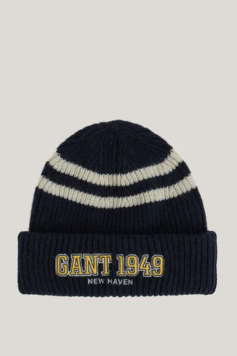 ČEPICE 7-16 LET GANT 1949 STRIPED KNITTED BEANIE EVENING BLUE