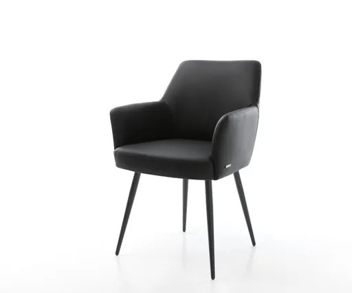 Jídelní židle Xana-Flex podnož zúžená kovová černá pravá kůže