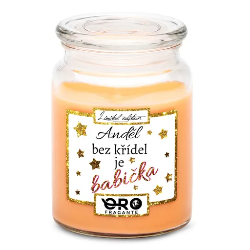 Svíčka Anděl bez křídel – babička (Vůně svíčky: Tropické ovoce)