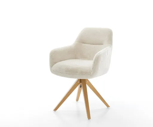 Jídelní židle Pejo-Flex plyšový manšestr krémovo-bílá dřevěná