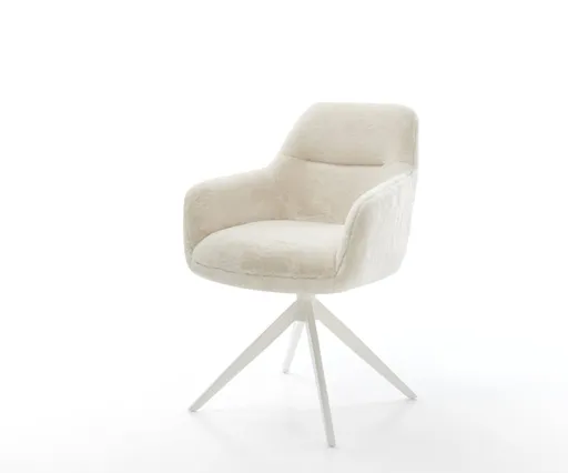 Jídelní židle Pejo-Flex plyšový manšestr krémová bílá křížová