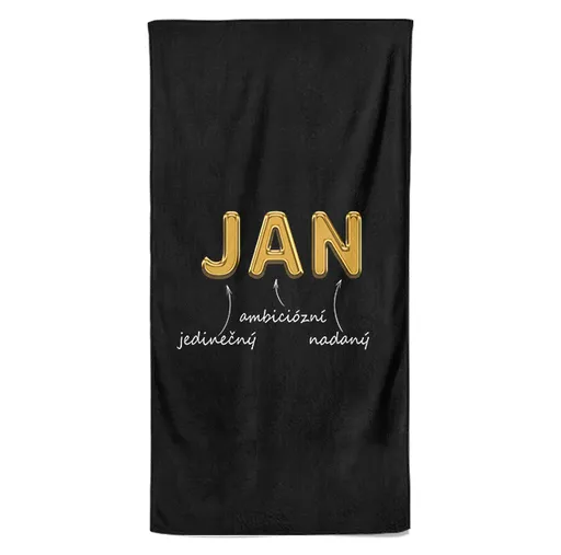 Osuška Mužská jména – GOLD (Jméno: Jan, Velikost osušky: 100x170cm)