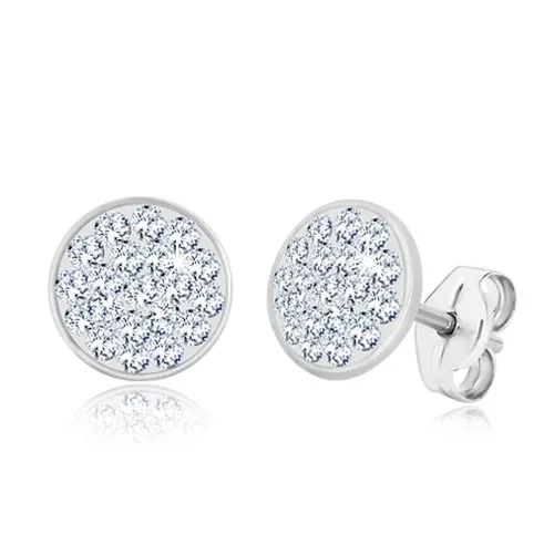 Stříbrné 925 náušnice - třpytivý kruh vykládaný transparentními zirkony