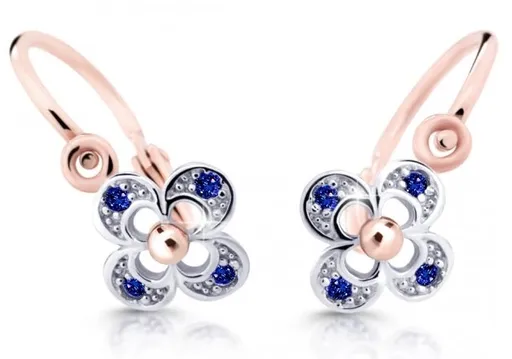Cutie Jewellery Dětské náušnice z růžového zlata C2200-10-X-4 modrá