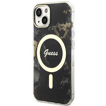Guess Marble IML MagSafe Kompatibilní Zadní Kryt pro iPhone 13 Black (GUHMP13MHTMRSK)