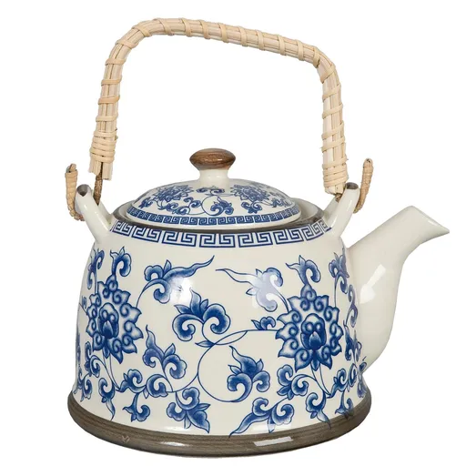 Konvička se sítkem modré květy - Ø 14*14 cm / 0,7L 6CETE0004