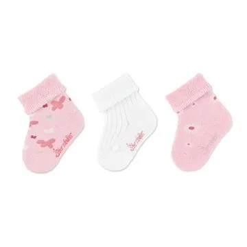 Sterntaler kojenecké s manžetkou, 3 páry, kytičky, bílé 8302122 (HRAjkob1046nad)