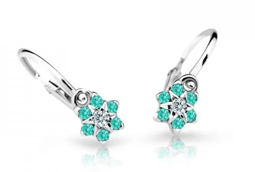 Cutie Jewellery Půvabné dětské náušnice z bílého zlata C2152-10-X-2 světle zelená