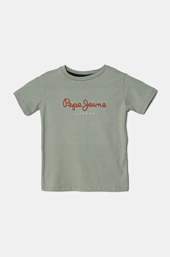 Dětské bavlněné tričko Pepe Jeans NEW ARTN zelená barva, s potiskem, PB503920