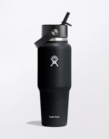 Hydro Flask Wide Mouth Travel Bottle with Flex Straw Cap 32 oz (946 ml) Black