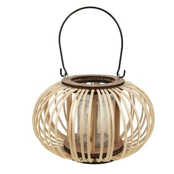 Přírodní dřevěná lucerna Bamboo - Ø25*15 cm 6RO0585