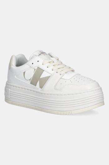 Sneakers boty Calvin Klein Jeans BOLD FLATF LOW LACEUP MIX NBS bílá barva, YW0YW01641