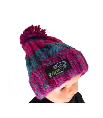 R-spekt dětský kulich maxi pompom beanie modrovínový - m