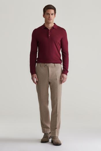 KALHOTY GANT SLIM HERRINGBONE SUIT PANTS CACAO