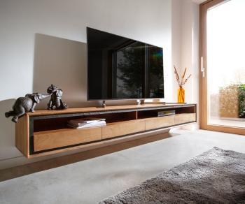 TV stolek Stonegrace 240 cm akácie přírodní 2 přihrádky 4
