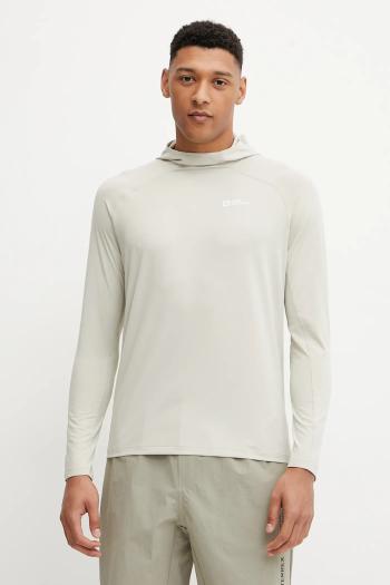 Outdoorová mikina Jack Wolfskin Prelight Swift béžová farba, s kapucňou, jednofarebná, A63797
