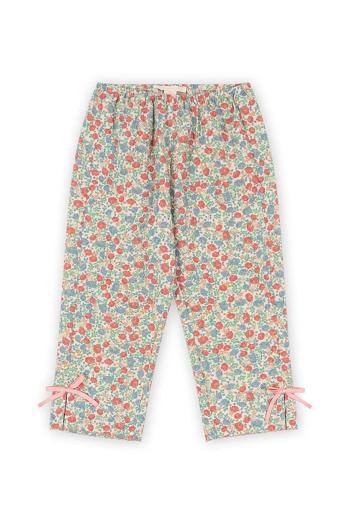 Detské nohavice Konges Sløjd ELIN SLIT PANTS GOTS tyrkysová farba, vzorované, KS102433