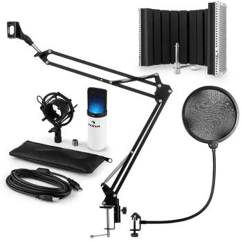 Auna MIC-900WH-LED V5, BÍLÁ, MIKROFONNÍ SADA, KONDENZÁTOROVÝ MIKROFON, POP-FILTR, RESORBČNÍ PANEL, RAMENO, LED