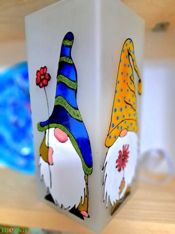 Lámpa manókkal-festett üveg asztali lámpa