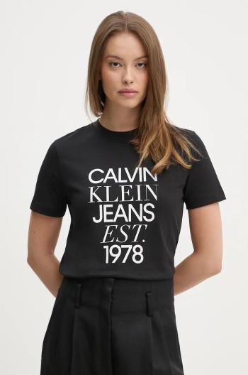 Bavlněné tričko Calvin Klein Jeans černá barva, J20J224910