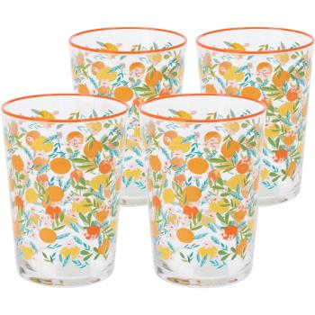 Set 4 pahare Flowers & Fruits 510 ml , portocaliu, portocaliu