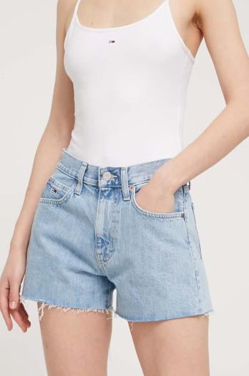 Džínové šortky Tommy Jeans dámské, hladké, high waist, DW0DW17644