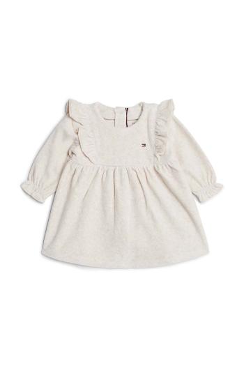 Šaty Tommy Hilfiger béžová barva, mini, KN0KN02001