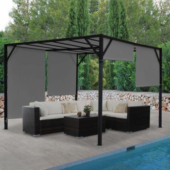 Pergola se stahovací střechou 3x3 m Dekorhome Šedá