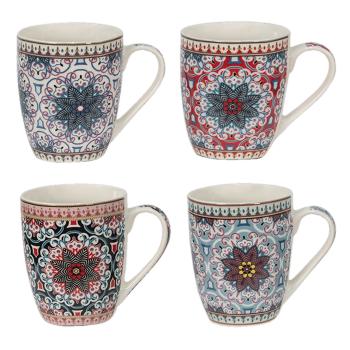 Set 4ks porcelánových hrnků s ornamenty Ornaments - 9*10 cm / 300 ml  6CEMS0038